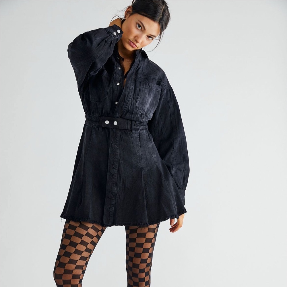 Free People We The Free Chain of Command Mini Dress - Color: Black - Size: Small